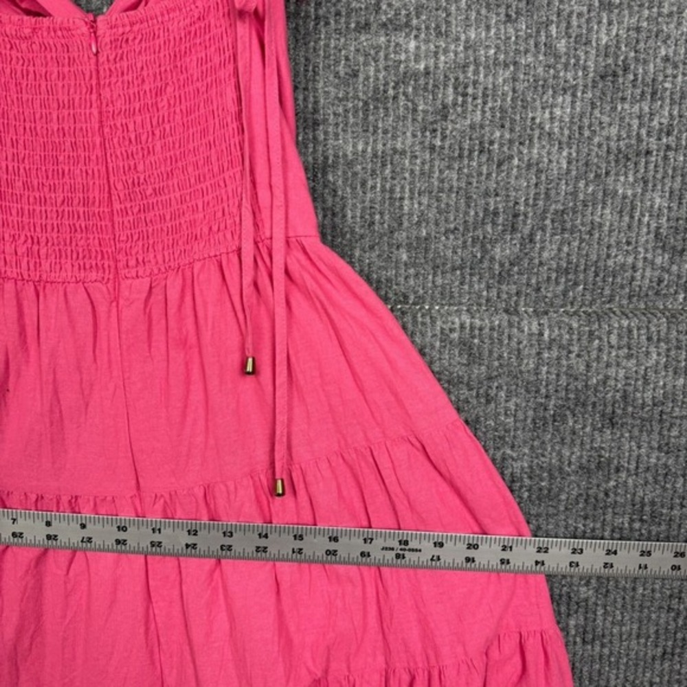 Pink Diamond Maxi Dress Twist Front Smocked Tiered Coquette Cotton Sundress - Picture 12 of 13